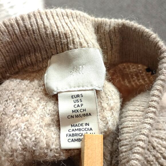 H&M Long Sleeve Knit Women’s Beige Soft Wool Blend Dress - Picture 5 of 6